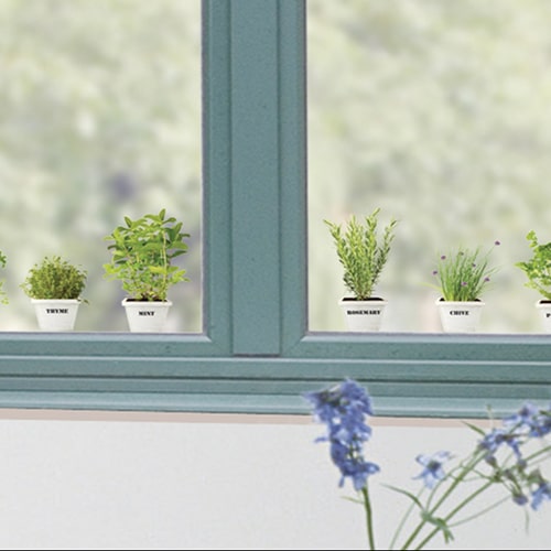 Fausse fenêtre Plante verte Papier peint en pot Salon Autocollant