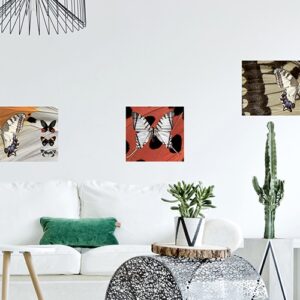 Sticker art deco avec des papillons positionné dans un salon