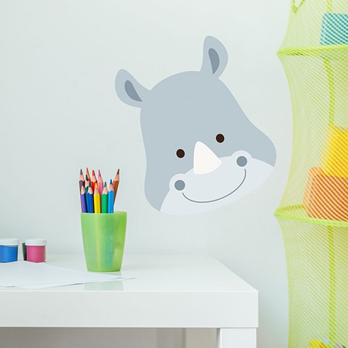 Sticker tête de Rhino pour la chambre ou bureau de votre enfant
