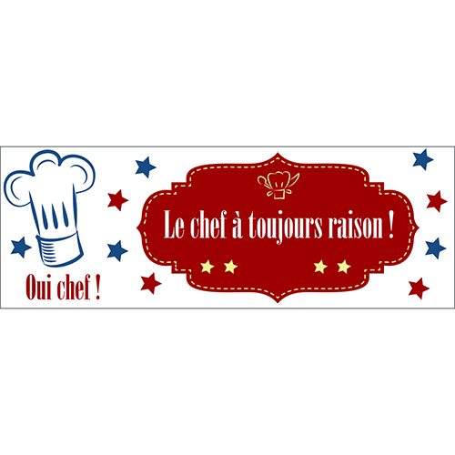 Sticker adhésif le chef pour cuisine décoration design texte