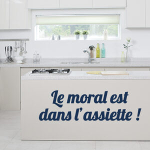 Sticker cuisine américaine "le moral est dans l'assiette"