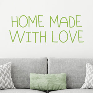 Adhésif décoration "home made with love" vert pour déco du salon
