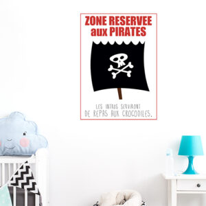 Autocollant "zone réservée aux pirates" pour décoration de chambre d'enfant