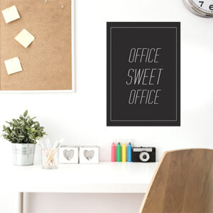 Adhésif affiche "office sweet office" gris foncé pour décoration au dessus d'un bureau