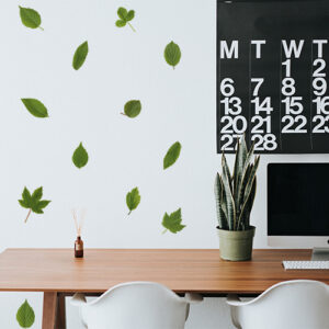 Stickers feuilles "herbier" sur mur de bureau