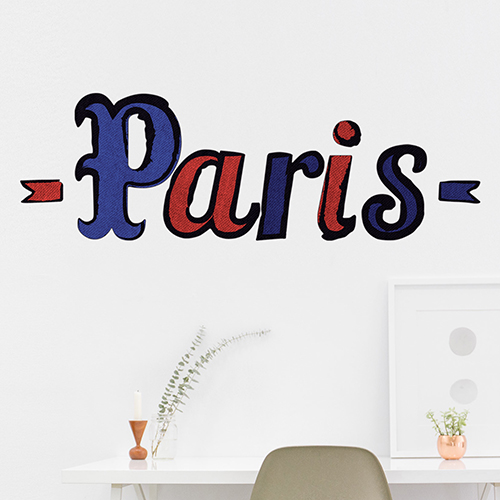 Lettres adhésives déco PARIS bleu et rouge - déco Paris France