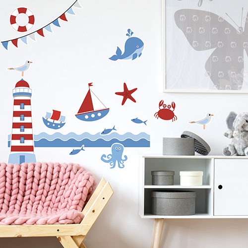 Sticker Toise Enfant et bébé- Décoration chambre Bord de Mer