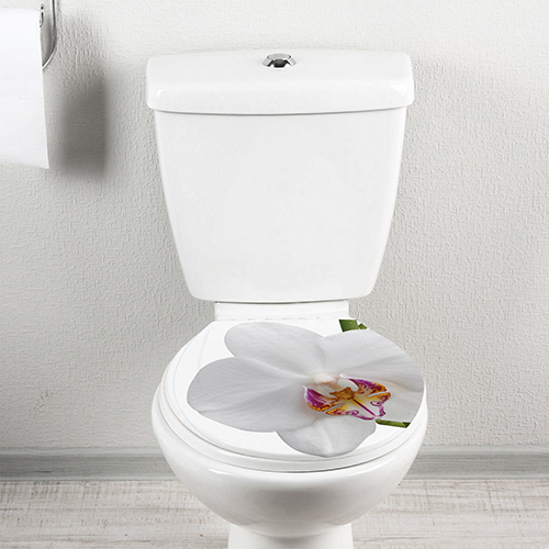 Cuvette de WC ornée d'un motif sticker autocollant Orchidée