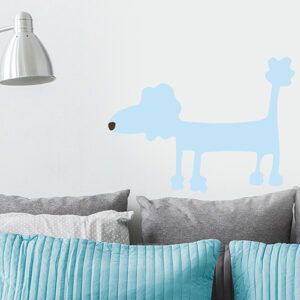 Sticker mural dog bleu dans un espace détente