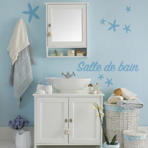 Sticker adhésif déco moderne bleu "salle de bain" pour salle de bain