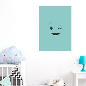 sticker smiley clin d'oeil au mur d'un coin enfant