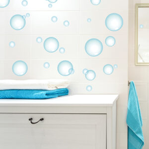 Stickers "bulles de savon" aménagées dans douche