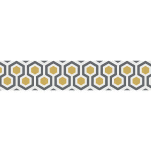Sticker autocollant ruche stylisée grise et jaune pour contremarches