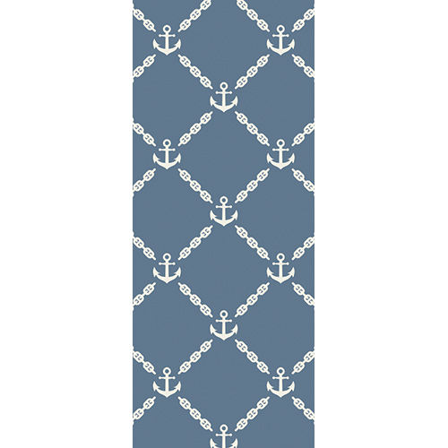 Sticker décoratif autocollant pour portes Ancres blanches sur fond bleu