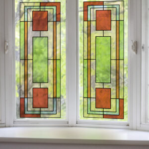 Vitrail Fenêtre motif géométrique art déco, sticker pour vitre, déco vitre, vitrostatique rétro deco