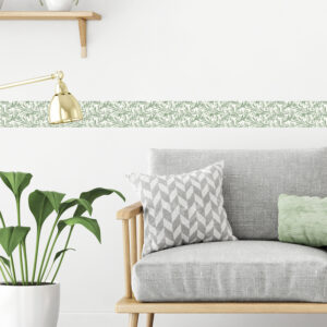 Tendance Frise décorative et adhésive au feuillage Vert, idéale pour personnaliser votre mur Frise adhésive