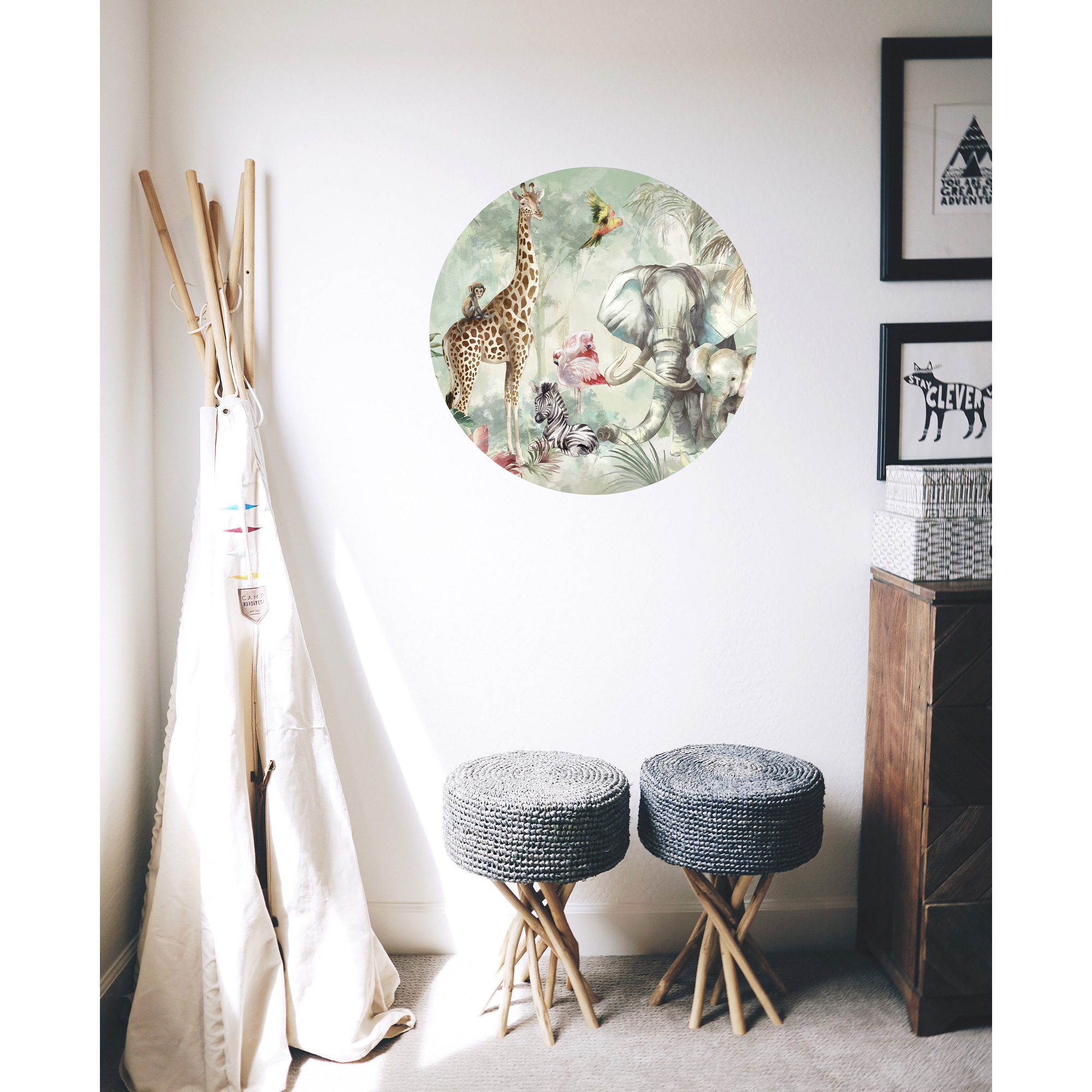 sticker rond, jungle enfant