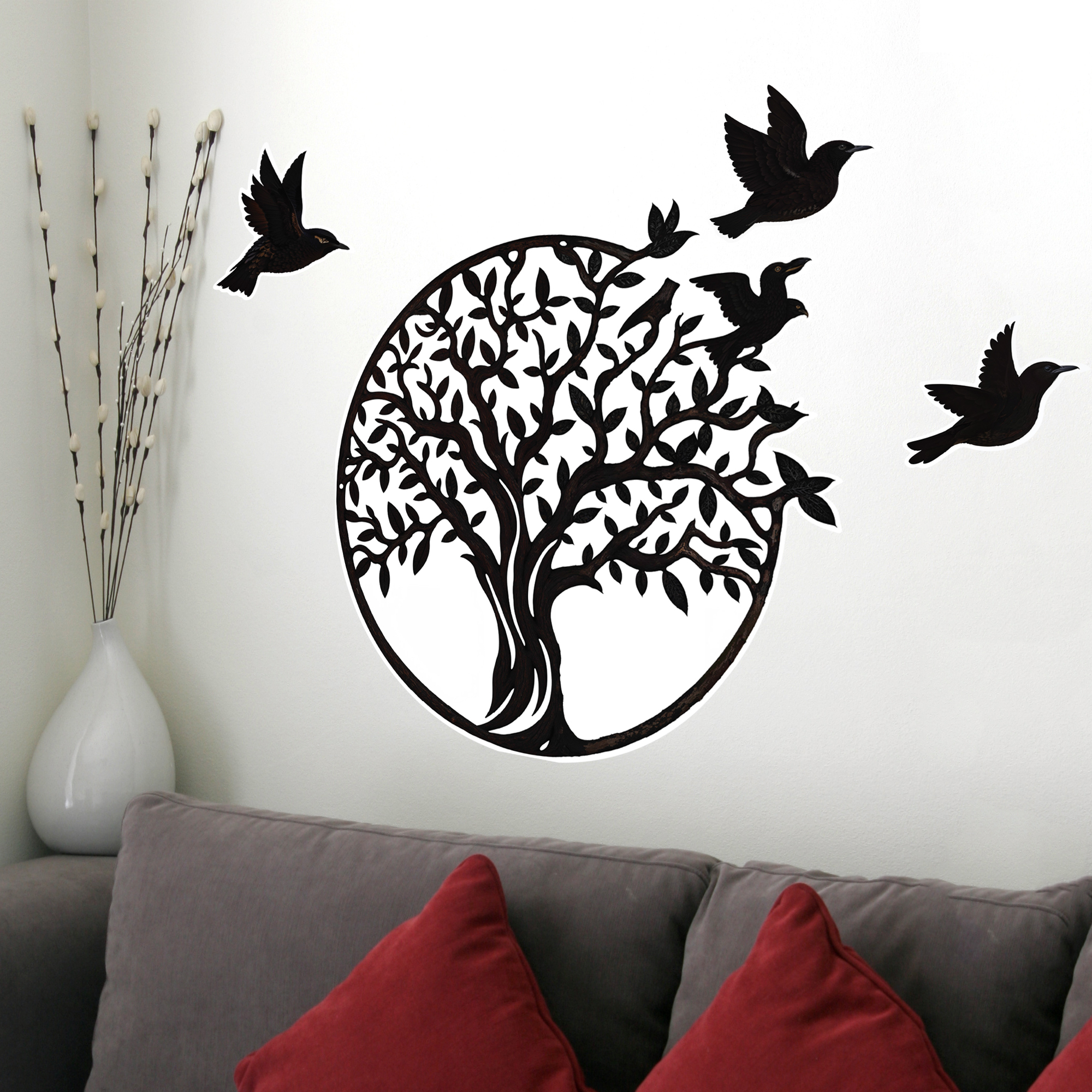 sticker, arbre de vie avec oiseaux qui s'envolent