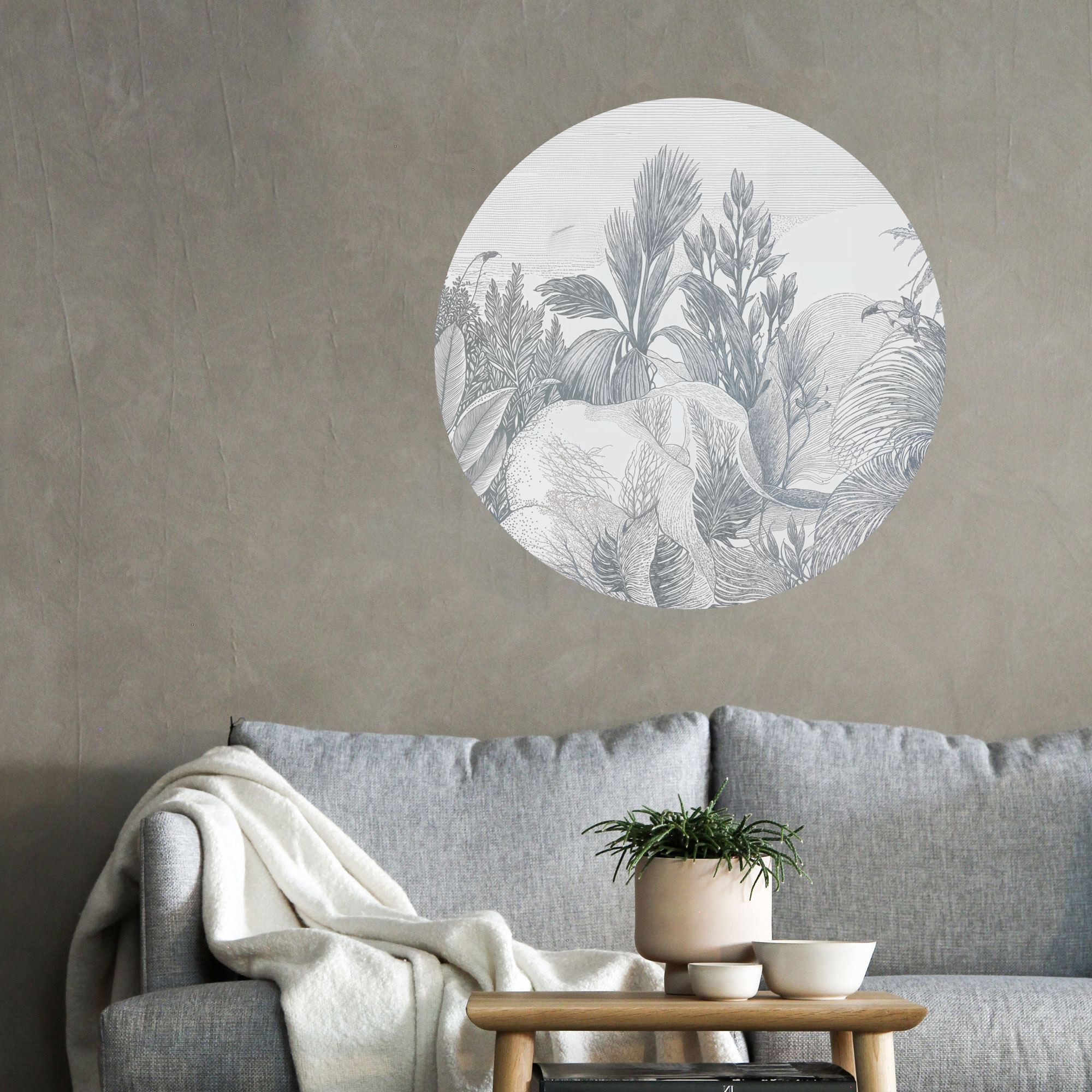 sticker, sticker rond, jungle gris