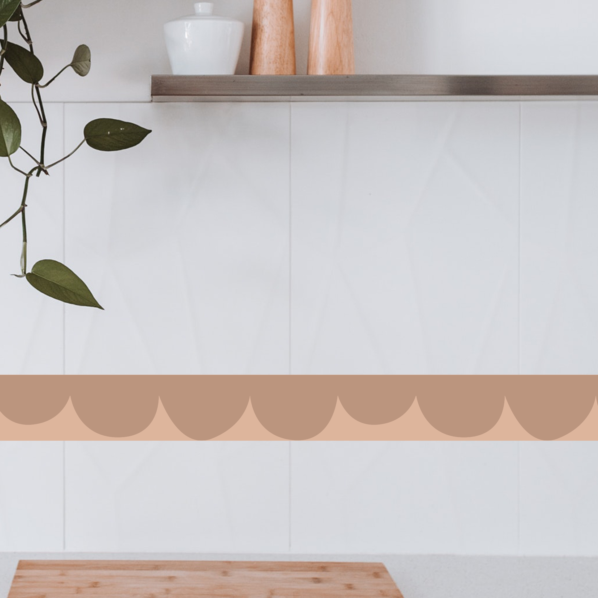 Frise Murale Adhésive 9 cm, feston fantaisie beige rosé